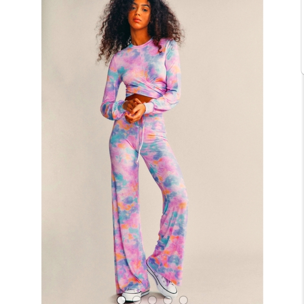 Beach riot lounge pants rainbow multi tie dye
